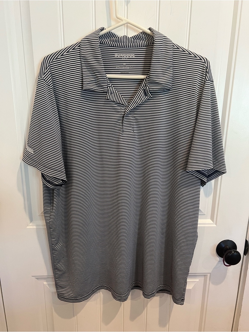 Bonobos Navy White Striped Polo Shirt XL Standard Fit Golfcore